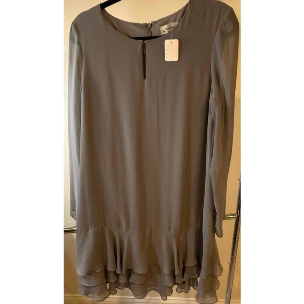 Ava & Aiden Women's Gray Ruffle Dress - Size 12